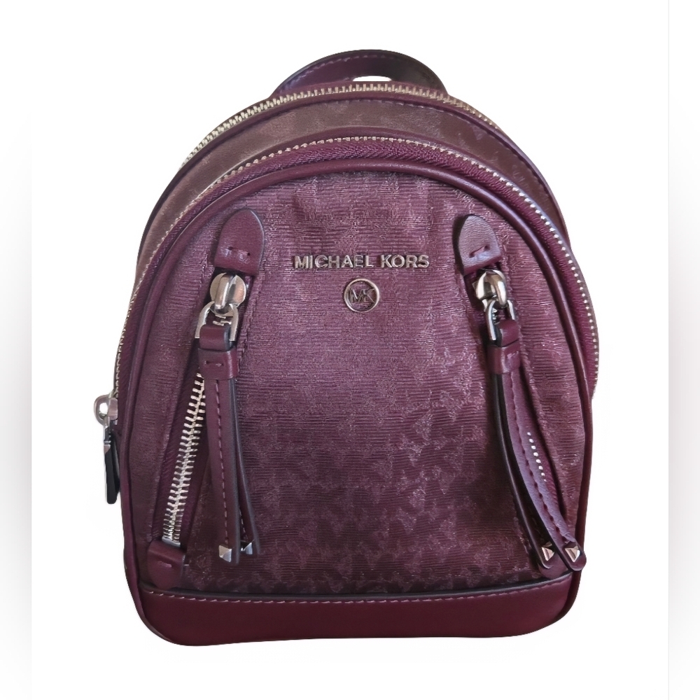 Michael Kors Brooklyn Mini Burgundy Backpack In EUC - Picture 2 of 9